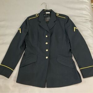 Women's Navy Military-Style Blazer with Gold Trim